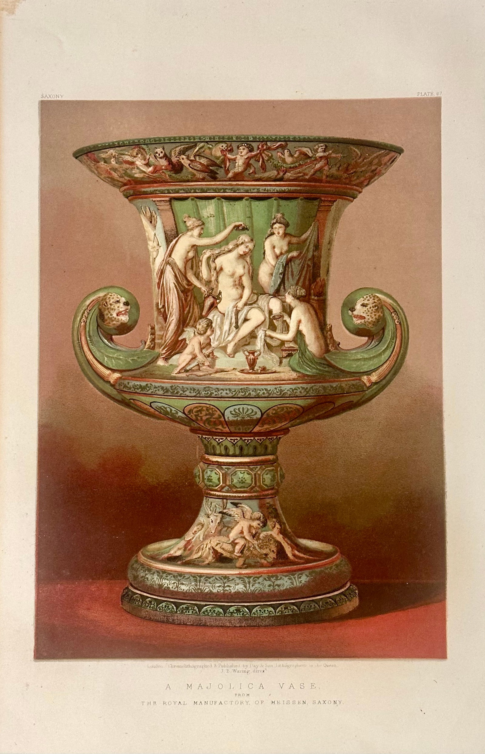 Majolica Vase - Saxony: J. B. Waring 1862 Chromolithograph, 1862 - 3