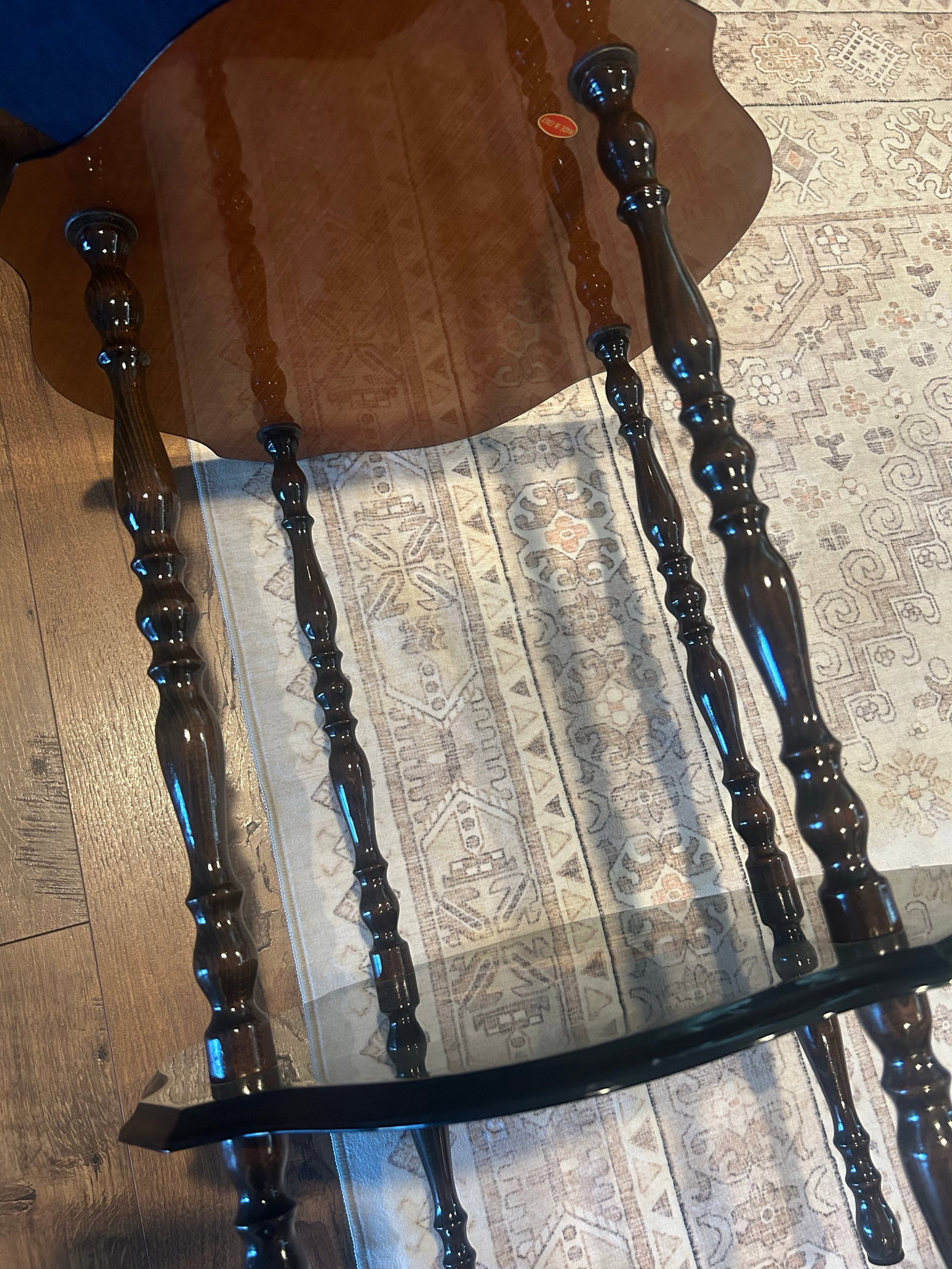 Italian Sorrento Wood Inlay (Marquetry) Tiered Side MCM Table in Mahogany - 4