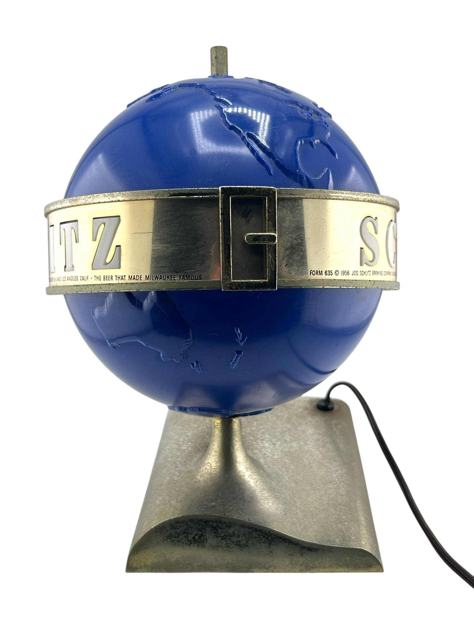 Vintage 1956 Schlitz Beer Salesman Sample Rotating Globe Desk Lamp - 2