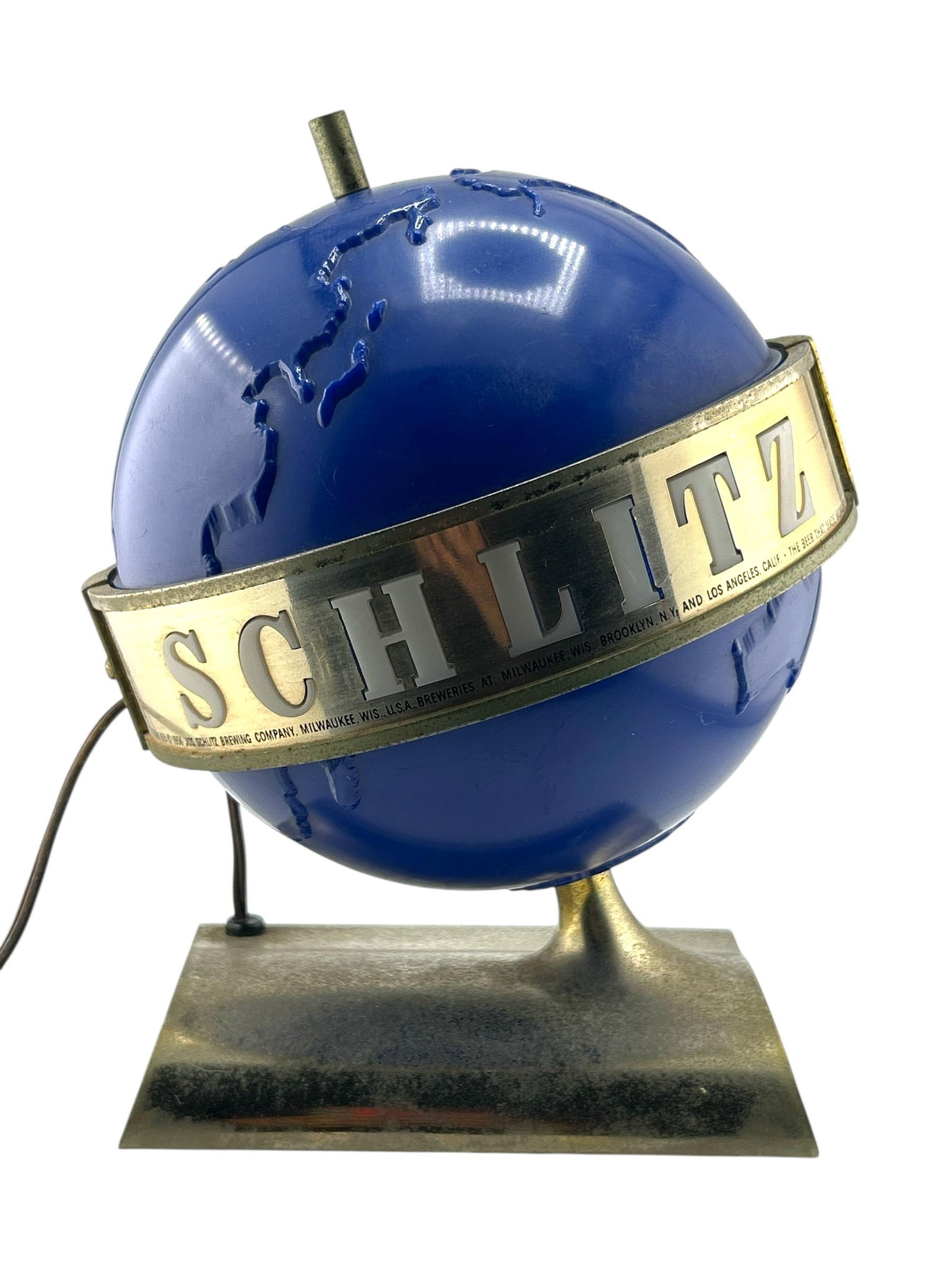 Vintage 1956 Schlitz Beer Salesman Sample Rotating Globe Desk Lamp - 3