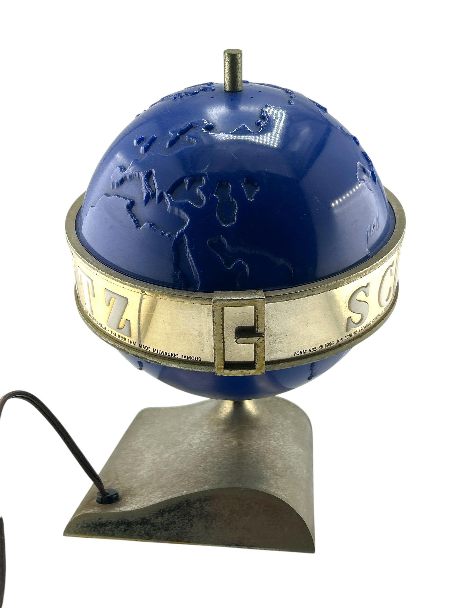 Vintage 1956 Schlitz Beer Salesman Sample Rotating Globe Desk Lamp - 6