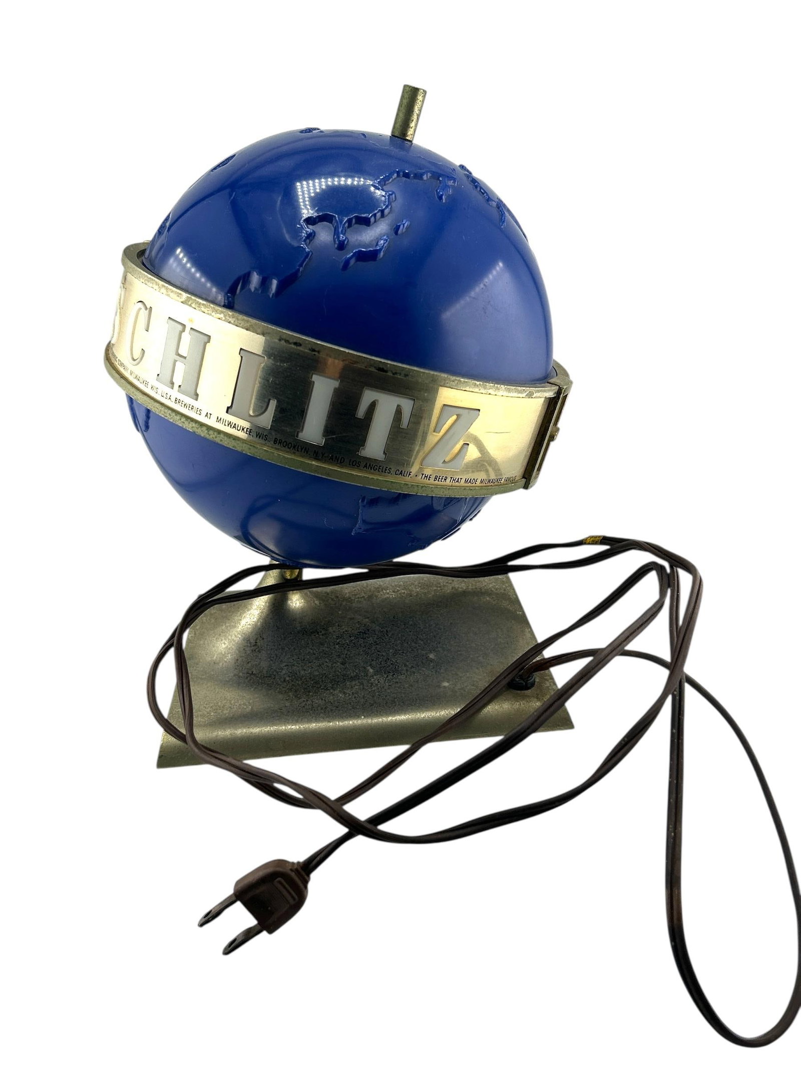 Vintage 1956 Schlitz Beer Salesman Sample Rotating Globe Desk Lamp - 8