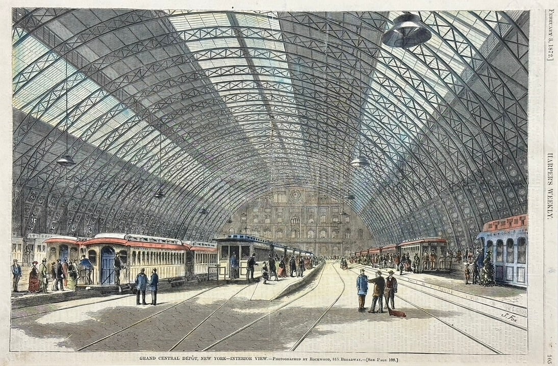 Grand Central Station New York City Framed Pair (Interior & Exterior Views), 1872 - 4