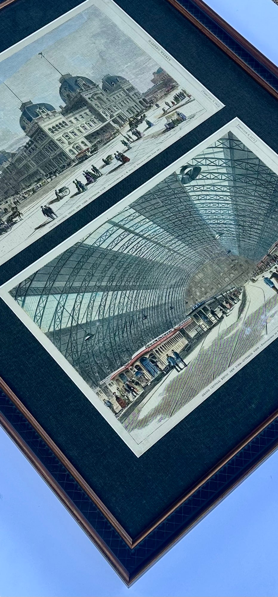 Grand Central Station New York City Framed Pair (Interior & Exterior Views), 1872 - 7