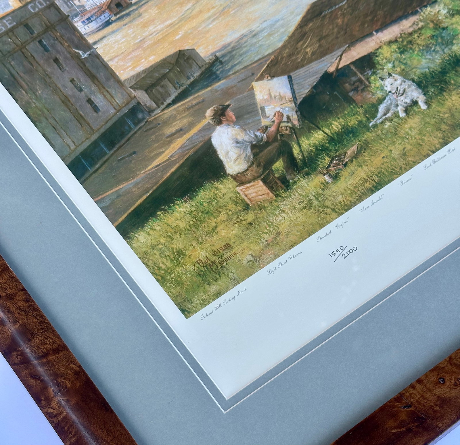 1980s Baltimore Harbor From Federal Hill, Framed Limited Edition Print – Signed Paul McGehee - 3