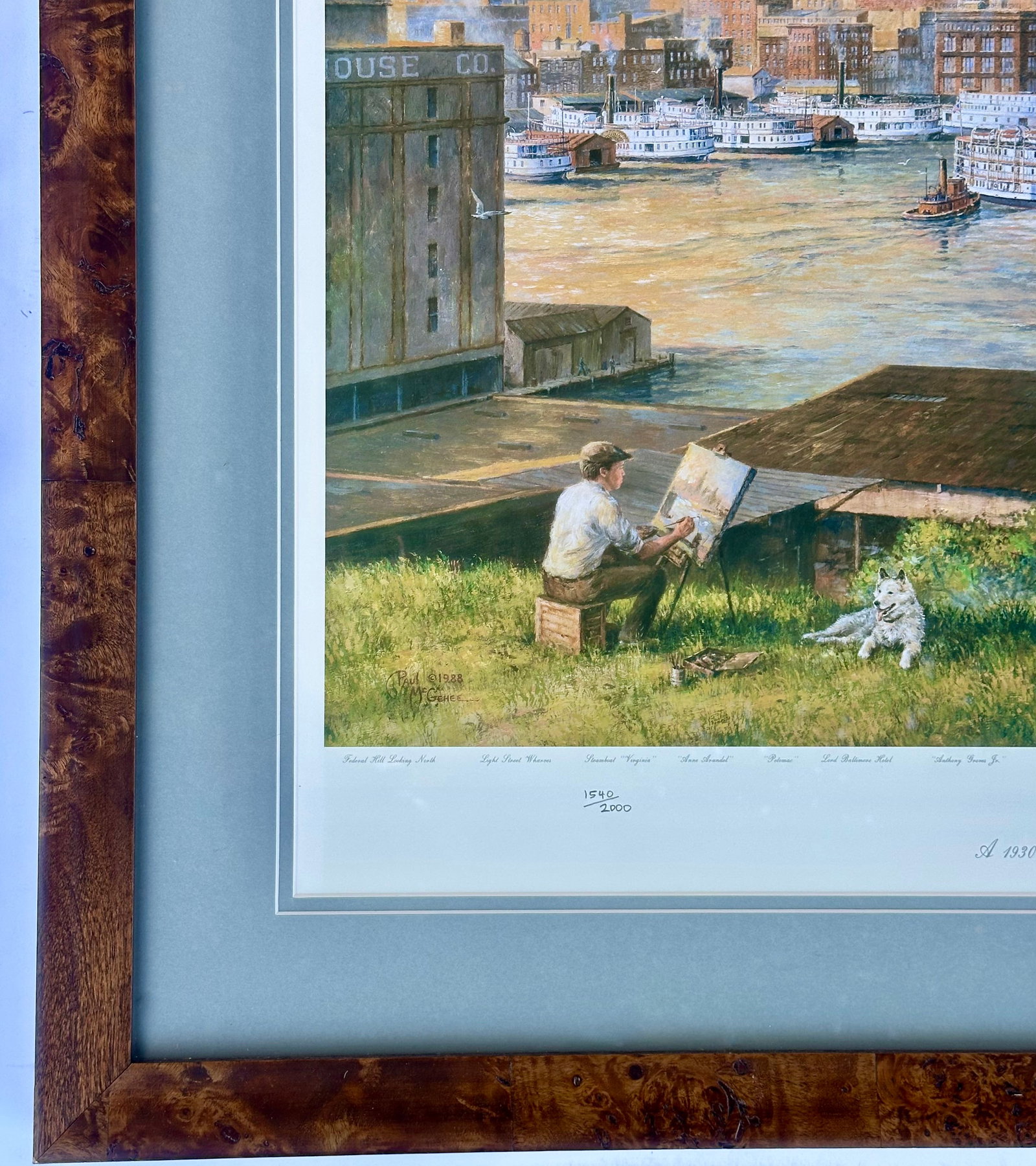 1980s Baltimore Harbor From Federal Hill, Framed Limited Edition Print – Signed Paul McGehee - 8