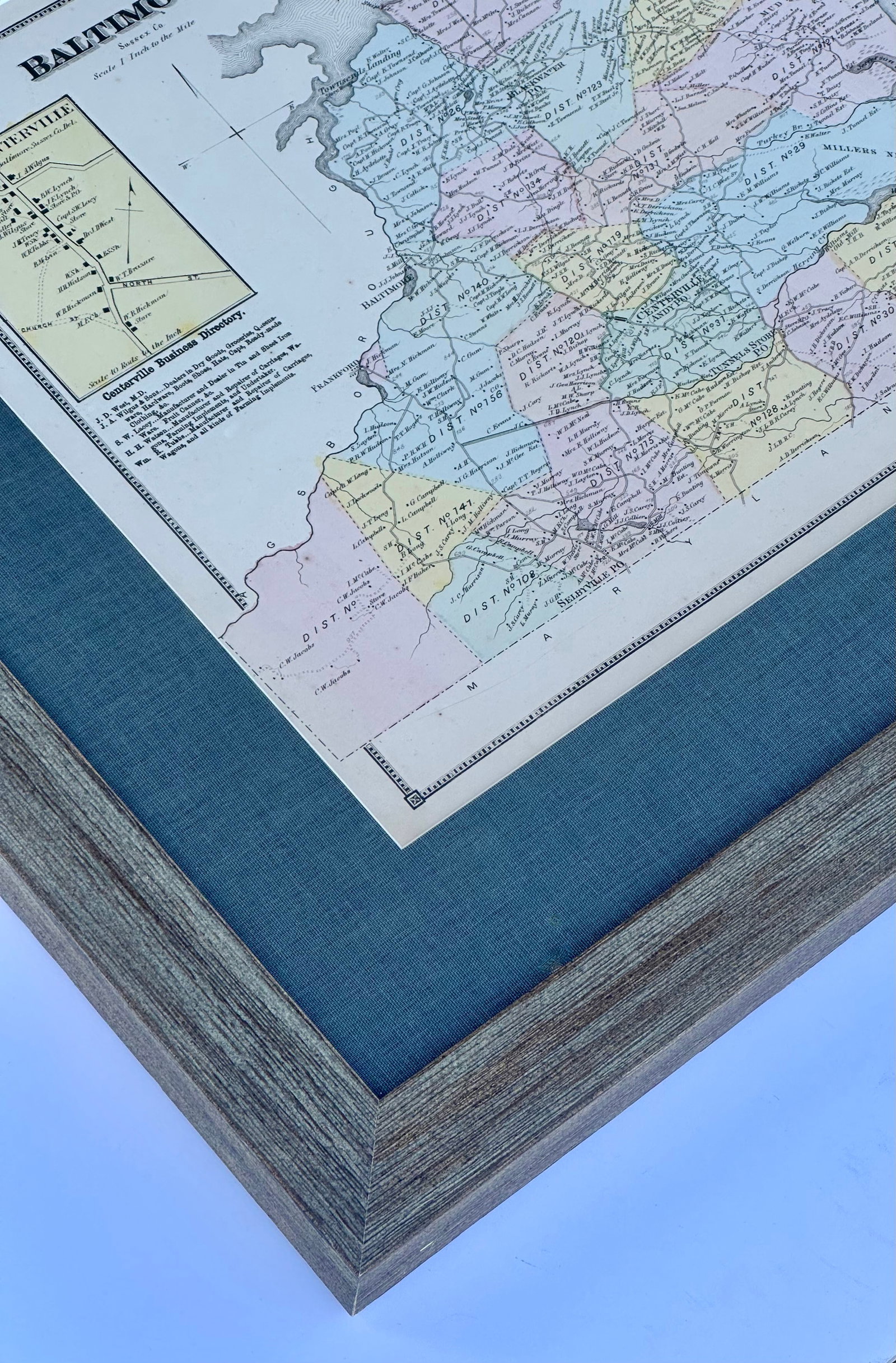 Baltimore Hundred in Sussex County, Delaware, Print From Beer's & Pomeroy, Framed - 5