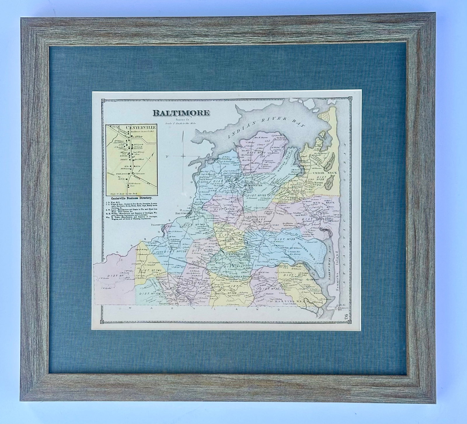 Baltimore Hundred in Sussex County, Delaware, Print From Beer's & Pomeroy, Framed - 7