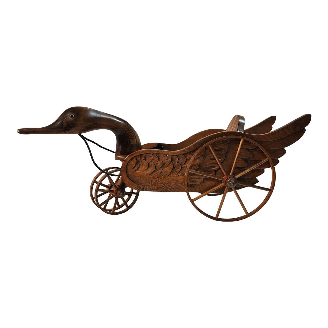 Hand Carved Wood Goose Wagon by Pruitt"s Place: Beautiful and fun wood carved wagon. This is so unique and fun, change her up for the season with flowers and holiday decor. At Home Inspirations we will package her carefully and ship her out for