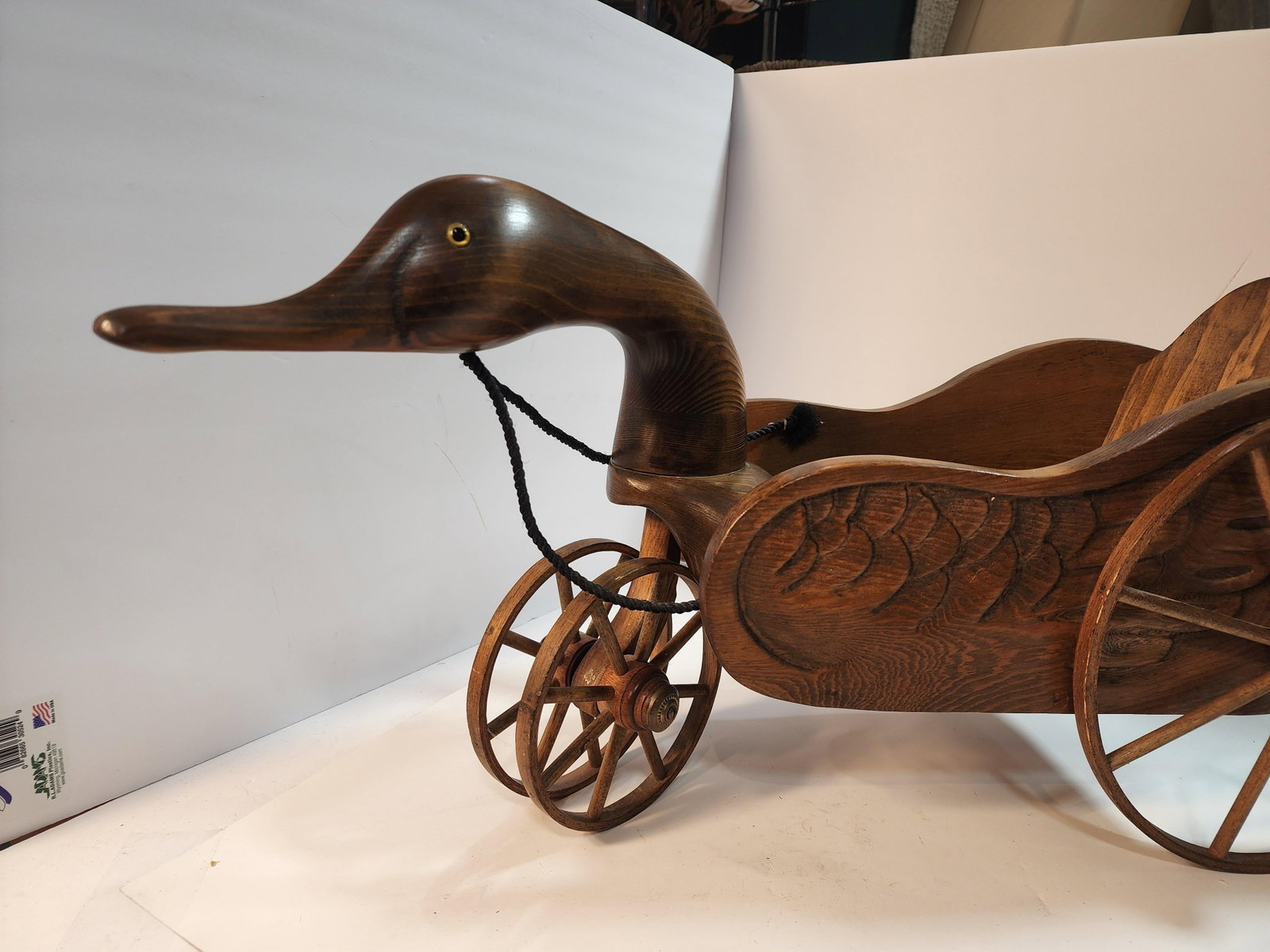 Hand Carved Wood Goose Wagon by Pruitt"s Place - 4