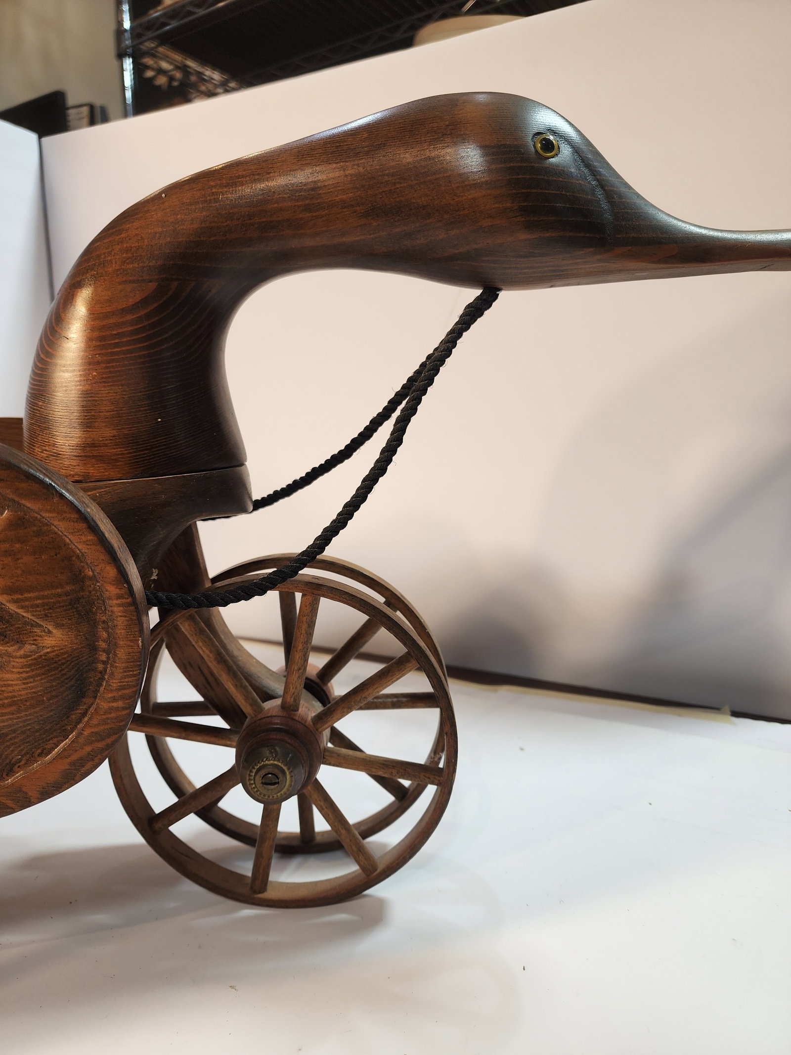 Hand Carved Wood Goose Wagon by Pruitt"s Place - 6