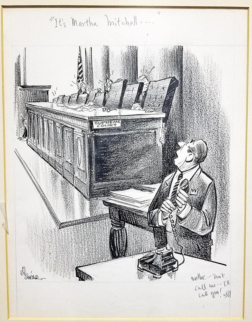 1970s Bill Canfield Signed Gift to Martha Mitchell Cartoon - 2