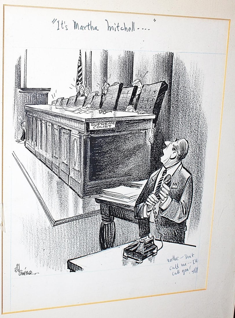 1970s Bill Canfield Signed Gift to Martha Mitchell Cartoon - 3