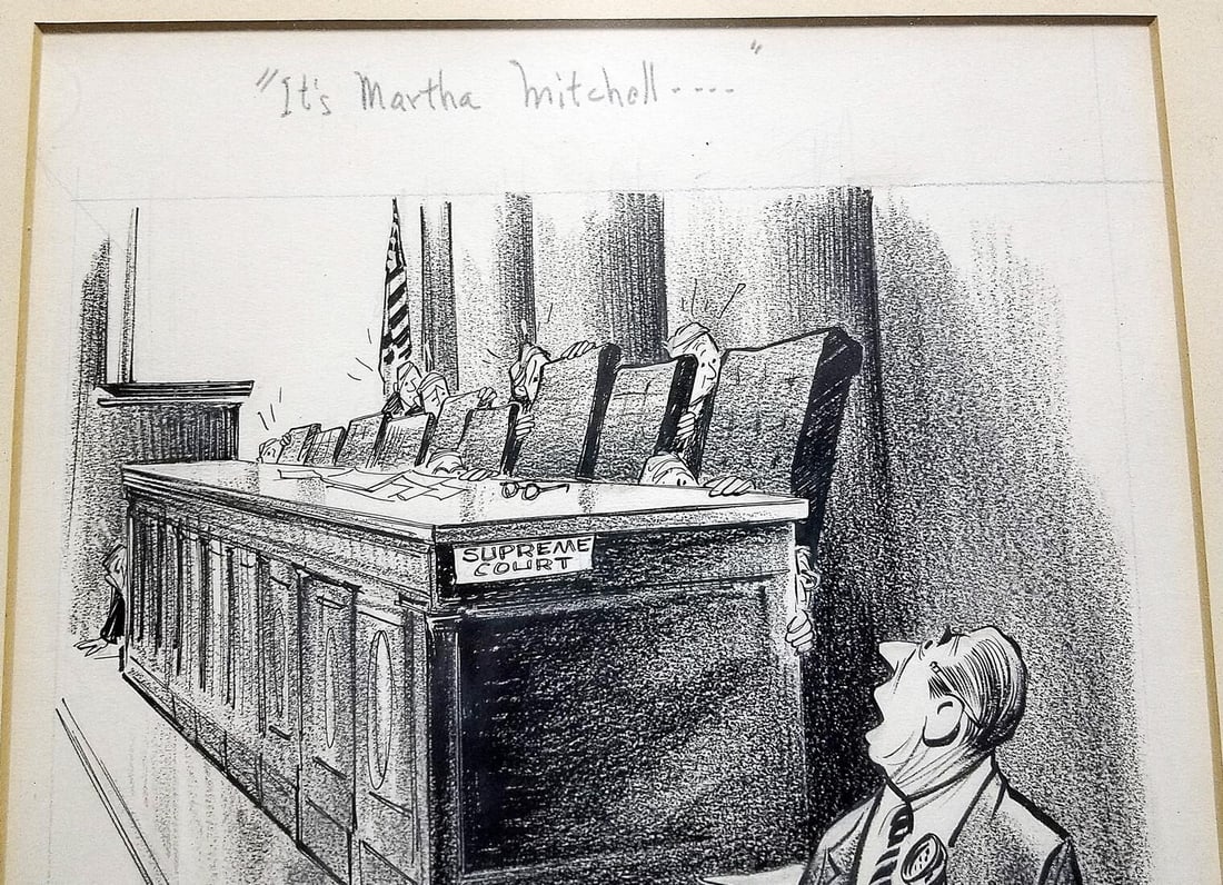 1970s Bill Canfield Signed Gift to Martha Mitchell Cartoon - 6