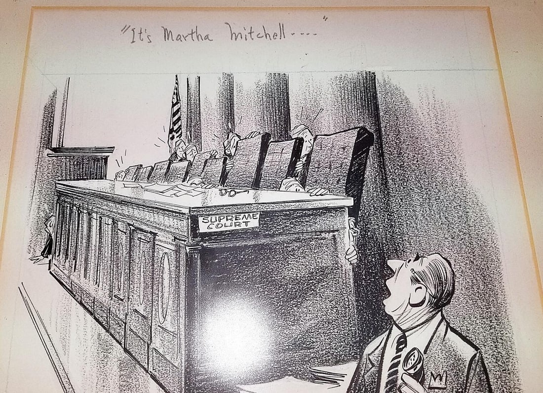 1970s Bill Canfield Signed Gift to Martha Mitchell Cartoon - 8