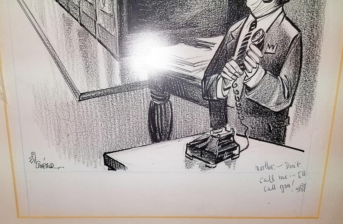 1970s Bill Canfield Signed Gift to Martha Mitchell Cartoon - 9