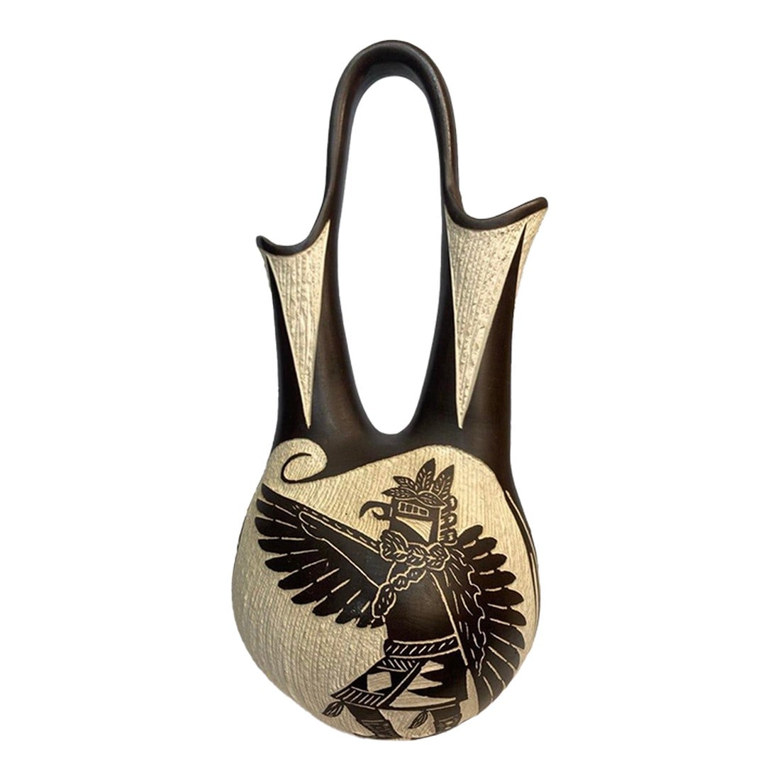 Arthur Lucario (Acoma / Laguna Pueblo) Wedding Vase – Hand Etched Redware Ceramic – (1 of 11)