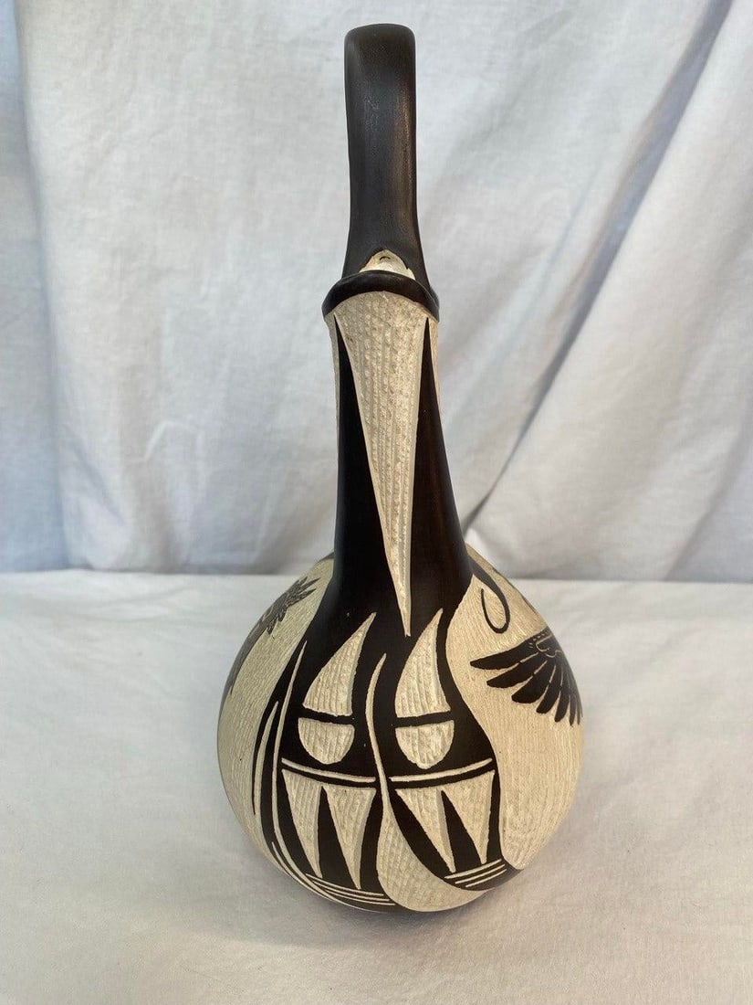 Arthur Lucario (Acoma / Laguna Pueblo) Wedding Vase – Hand Etched Redware Ceramic – - 5