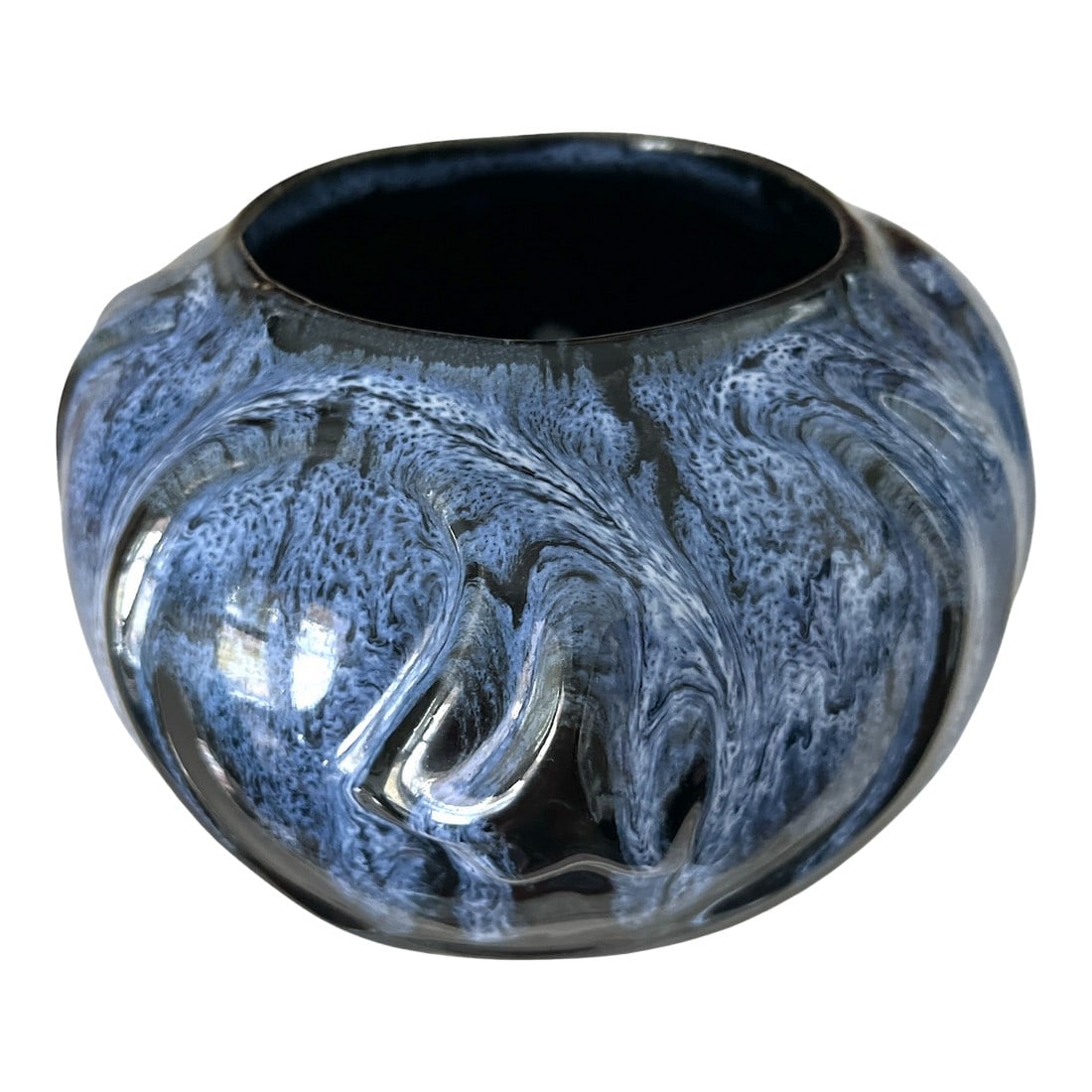 Mid-Century Anna Van Briggle Black and Blue Lava Glaze Art Pottery Vase Colorado Springs 1961 (1 of 7)