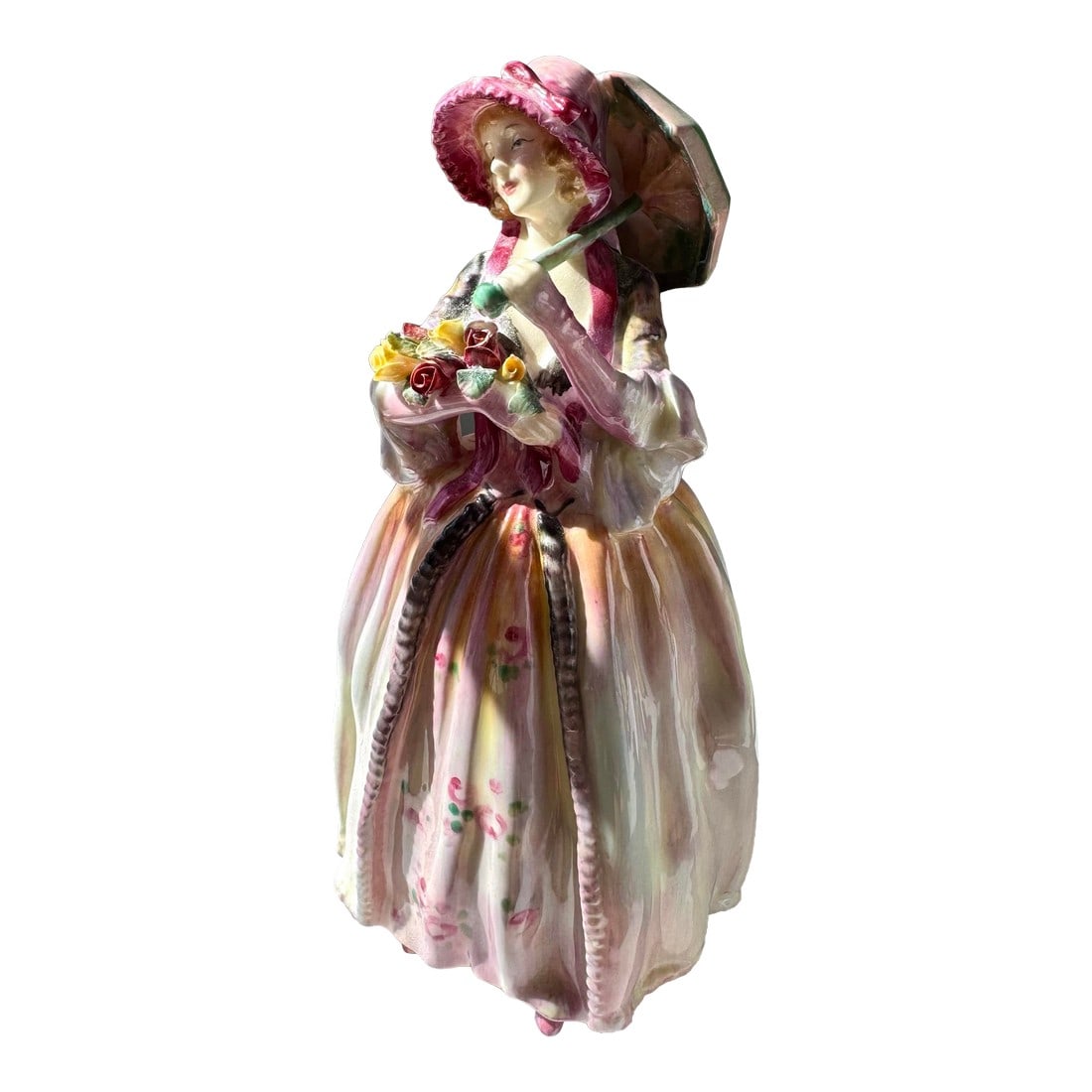 Mid 20th Century Royal Doulton Figurine ~ "June" ~ Hn 2027: Royal Doulton "June" HN2027 A finely modeled English bone china figurine designed by Leslie Harradine, introduced in 1949 and produced into the early 1950s. "June" captures a poised young woman in