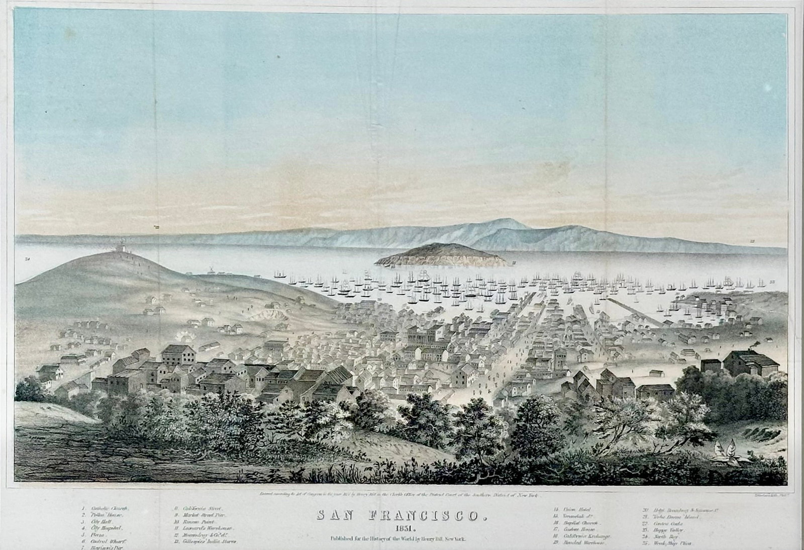 San Francisco Original Lithograph by T. Sinclair, 1851, Framed - 2