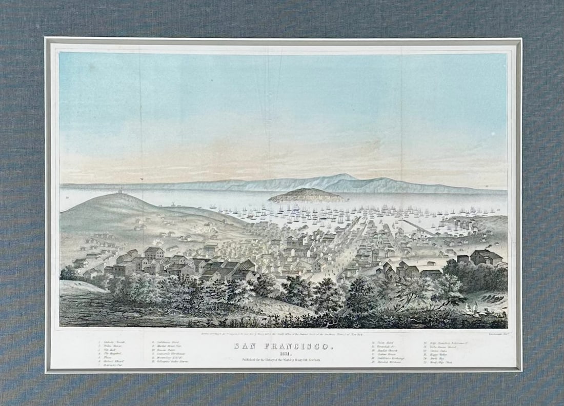 San Francisco Original Lithograph by T. Sinclair, 1851, Framed - 3