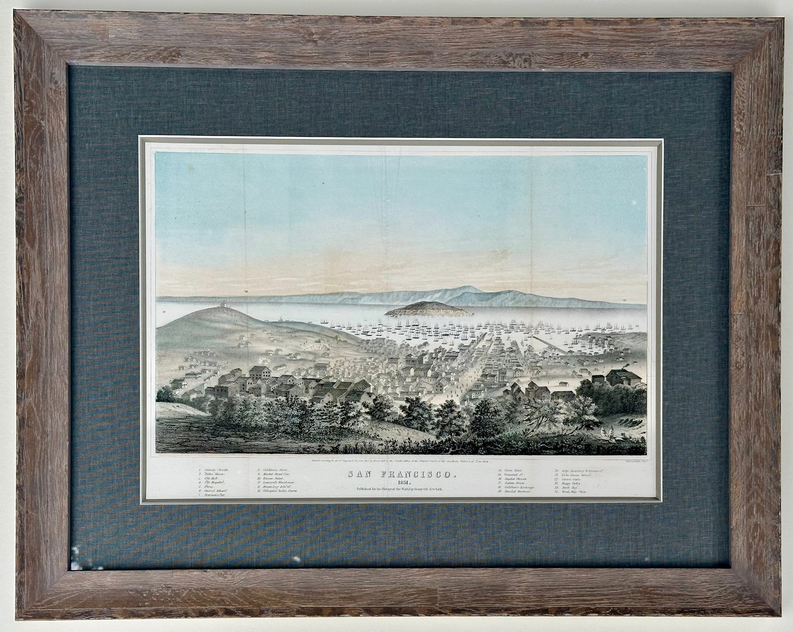 San Francisco Original Lithograph by T. Sinclair, 1851, Framed - 6