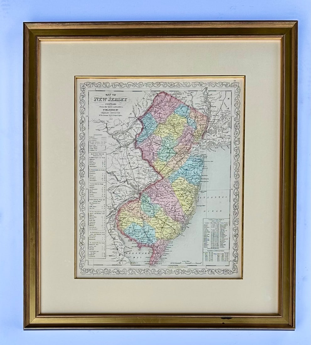 Map of New Jersey by Charles Desilver, 1859 (Framed) - 4