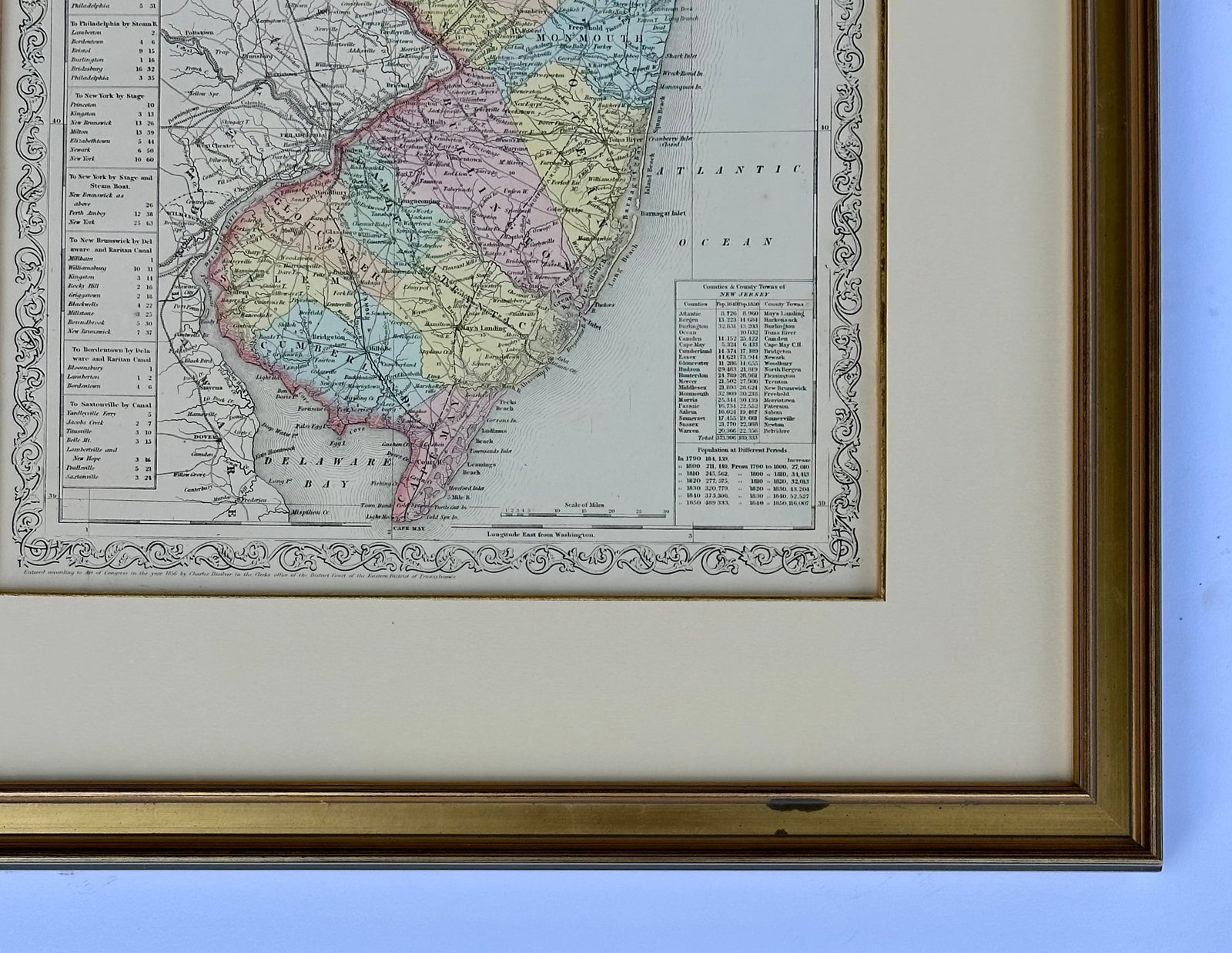 Map of New Jersey by Charles Desilver, 1859 (Framed) - 5