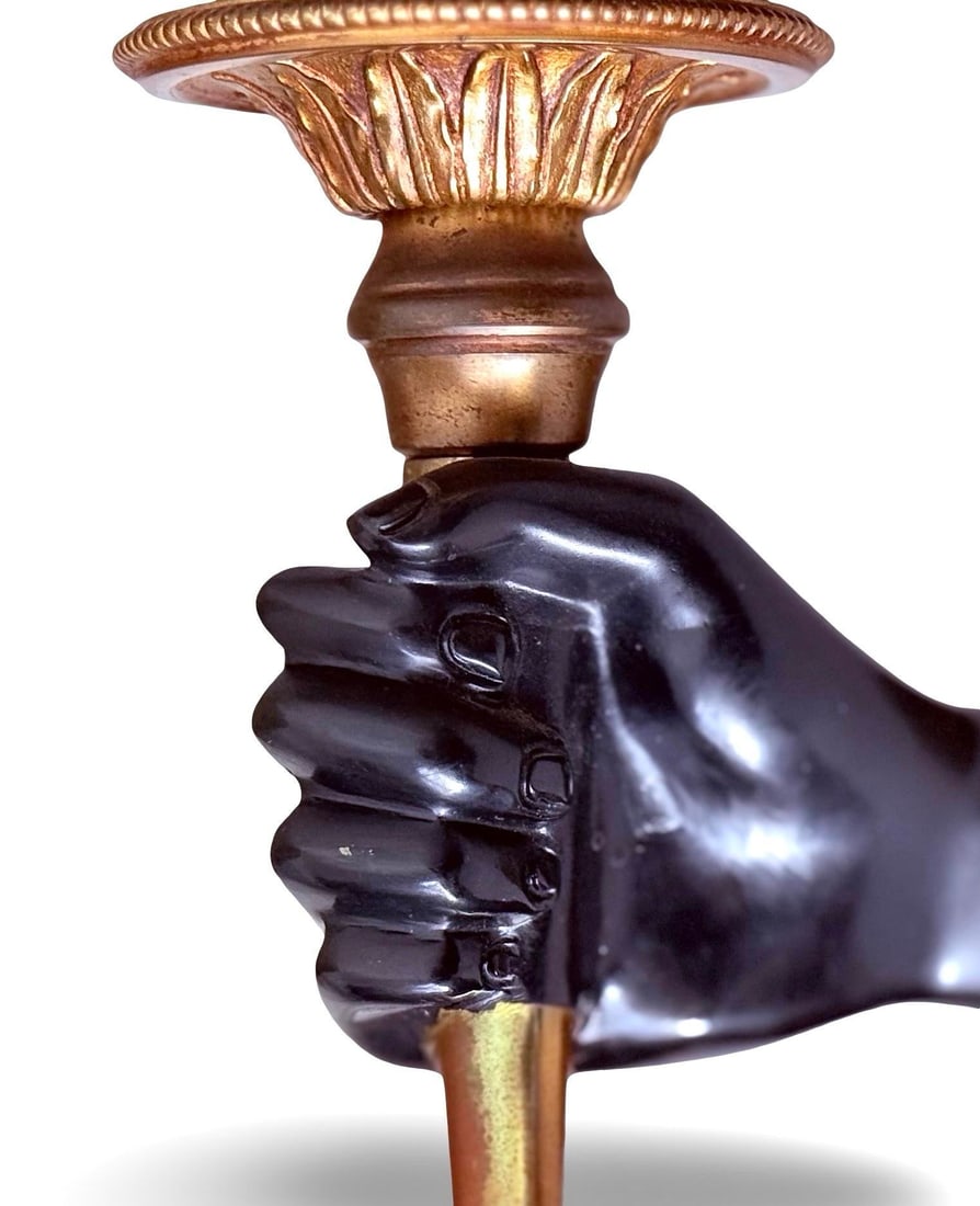 c.1950 French Gilt-Bronze Hand-Form Wall Sconces Maison Charles - a Pair - 4