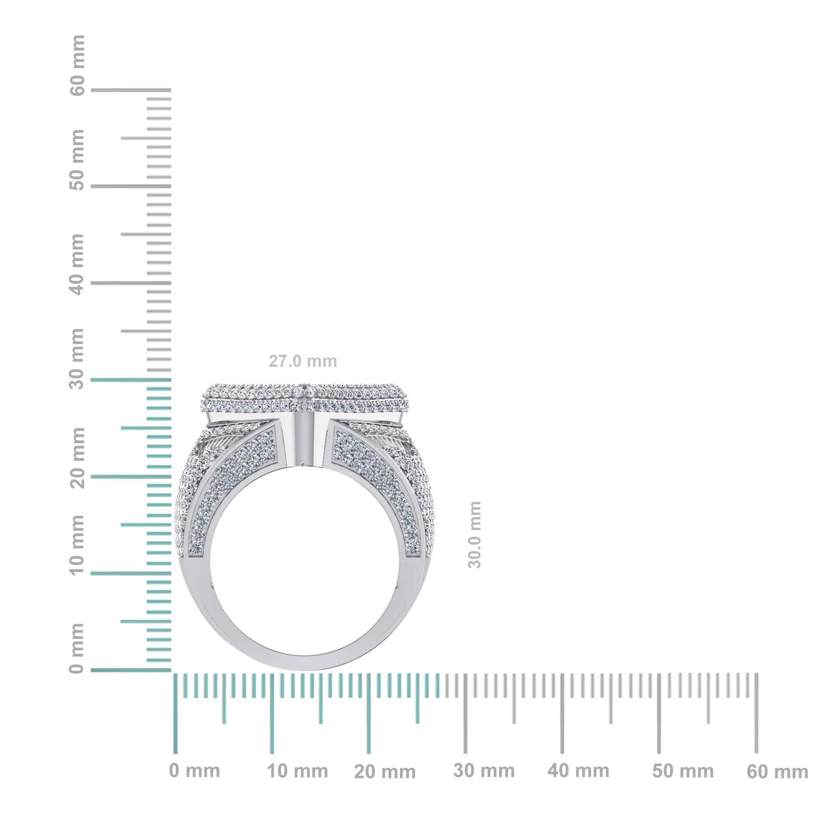 10K White Gold Round Baguette Diamond Designer SZ 10 Mens Ring 4 Cttw - 2