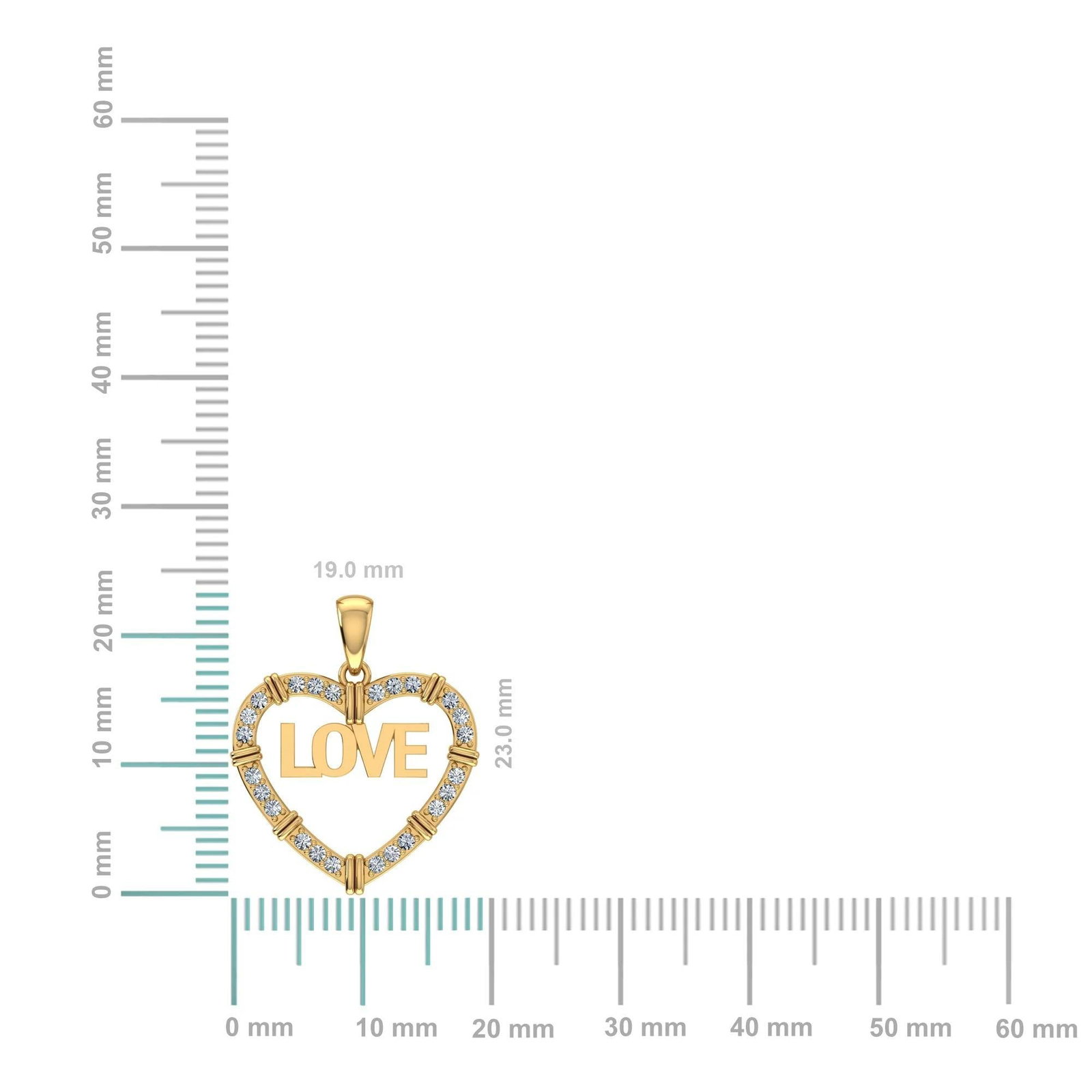 10K Yellow Gold Round Diamond Womens Love Heart Pendant 1/4 Cttw - 2
