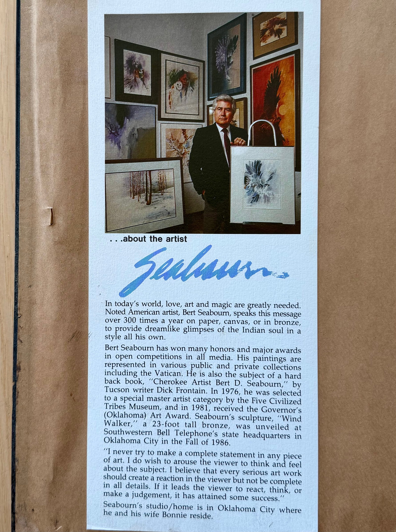 Bert Seabourn Signed Limited Edition Print 456/1000 Native Art 1983 - 7
