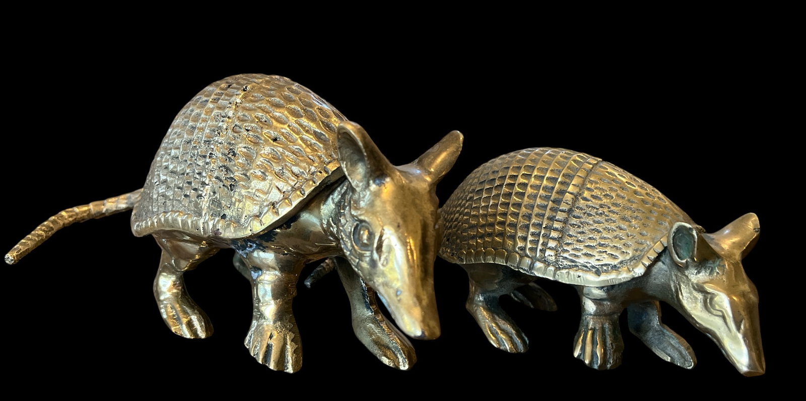 Pair of Vintage Solid Brass Armadillo Sculptures "” 1970s Hollywood Regency - 2