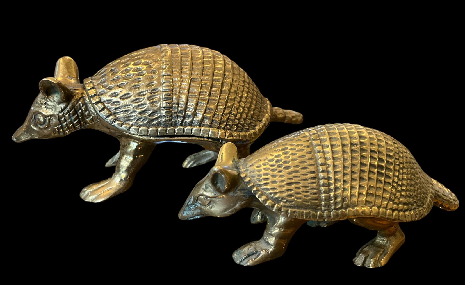 Pair of Vintage Solid Brass Armadillo Sculptures "” 1970s Hollywood Regency - 3