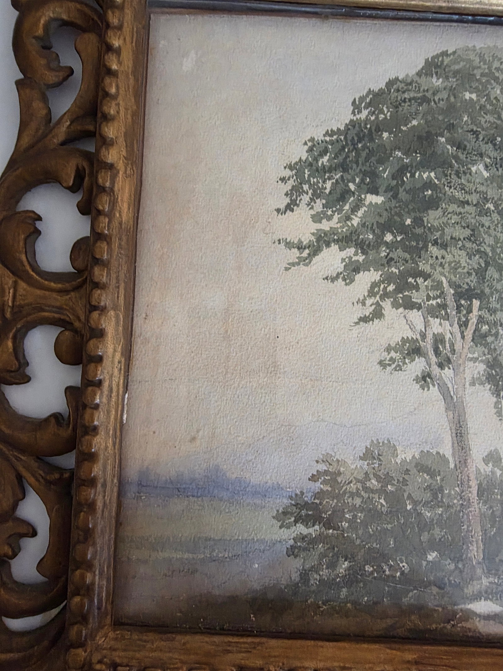 Vintage Italian Watercolor in Antique Giltwood Frame - 9