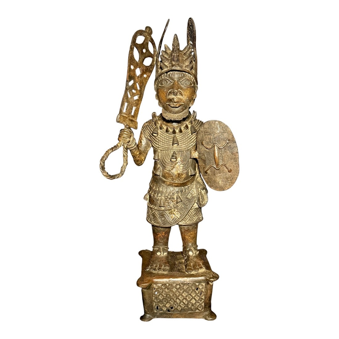 Mid 20th Century Benin Bronze Warrior Figure – Edo People, Nigeria (1 of 8)