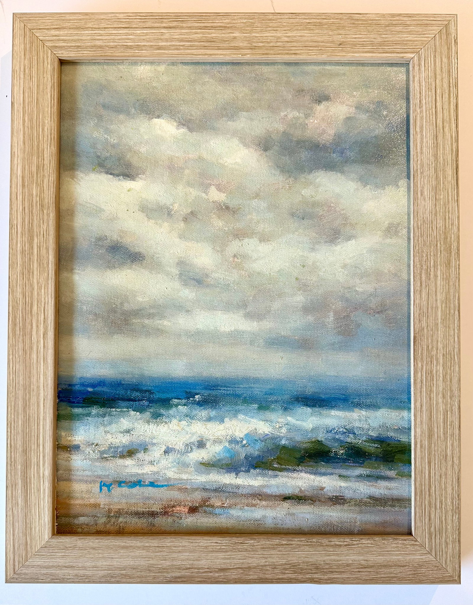 Seascape Ocean Waves Dramatic Stormy Impressionist Coastal Original Oil Painting by H. Cole - 6