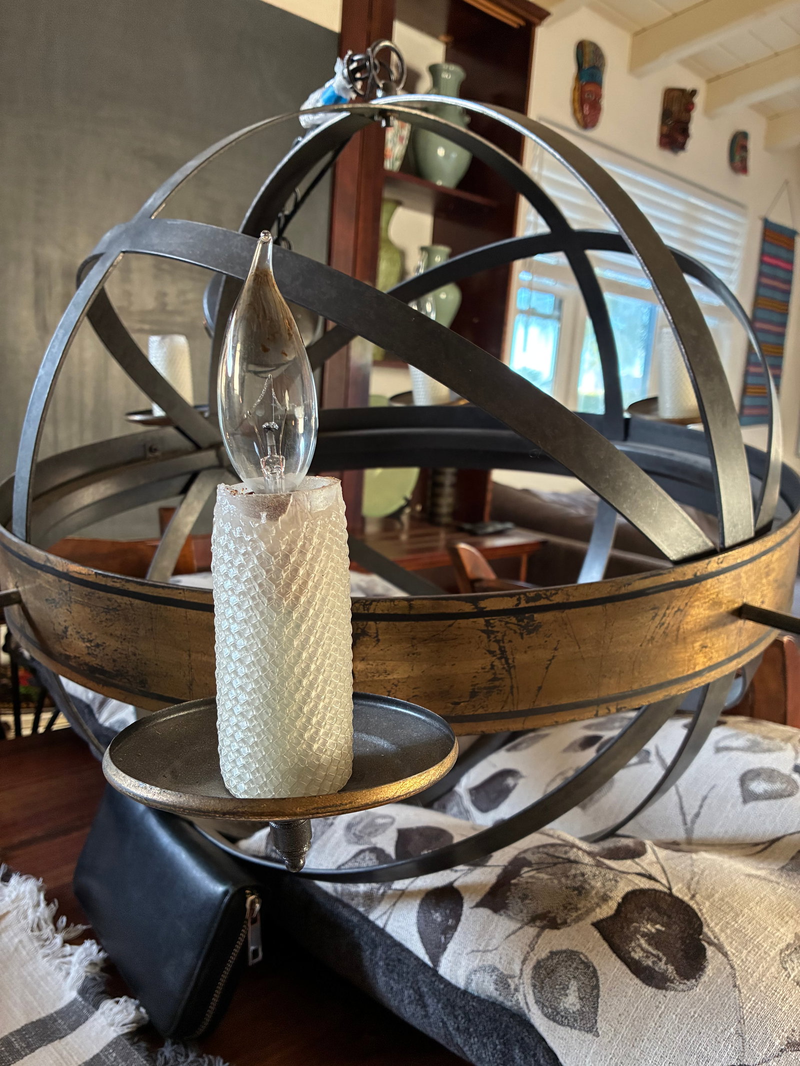 Mid 20th Century Metal Armillary Sphere Chandelier - 3