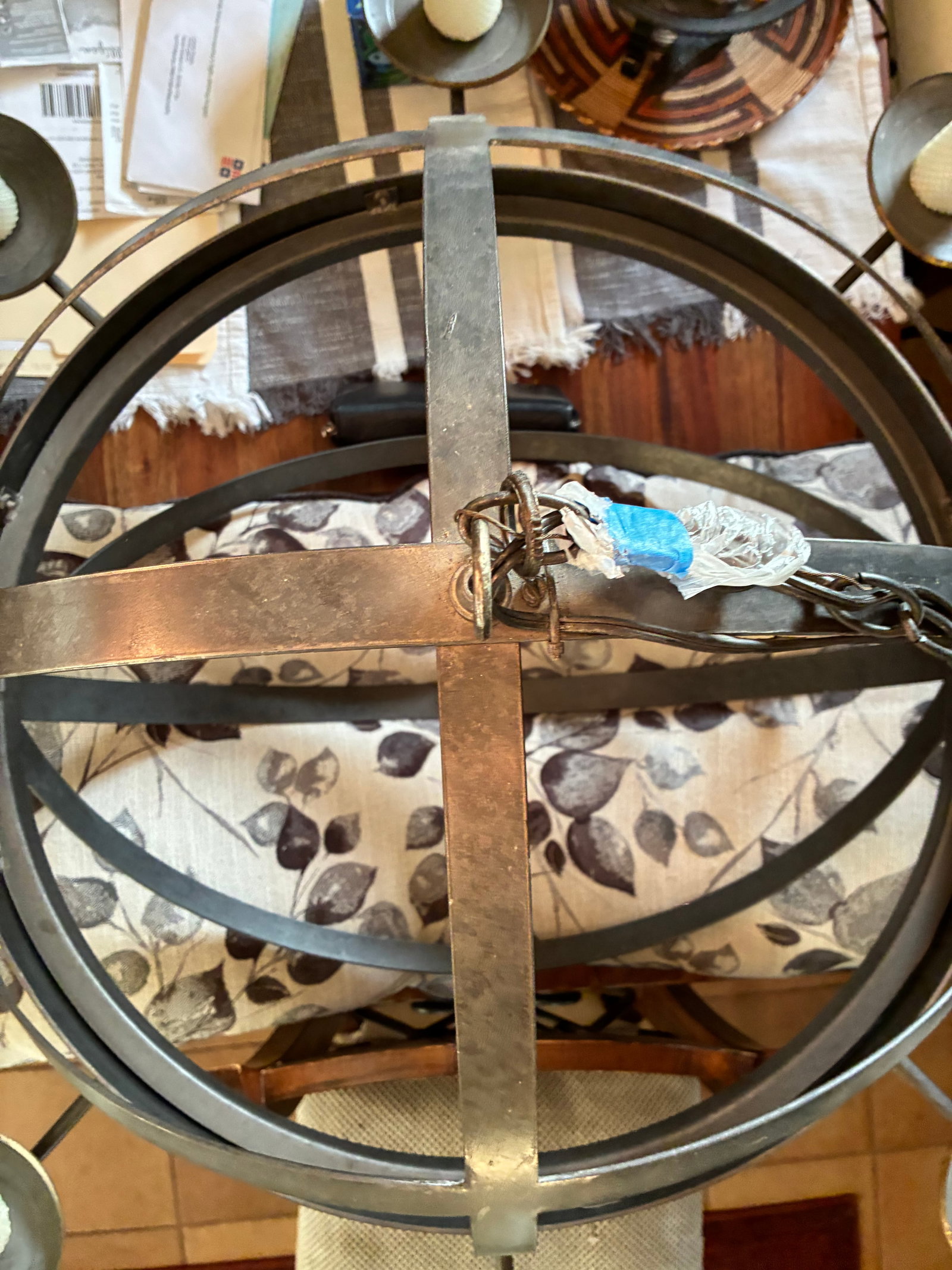 Mid 20th Century Metal Armillary Sphere Chandelier - 4