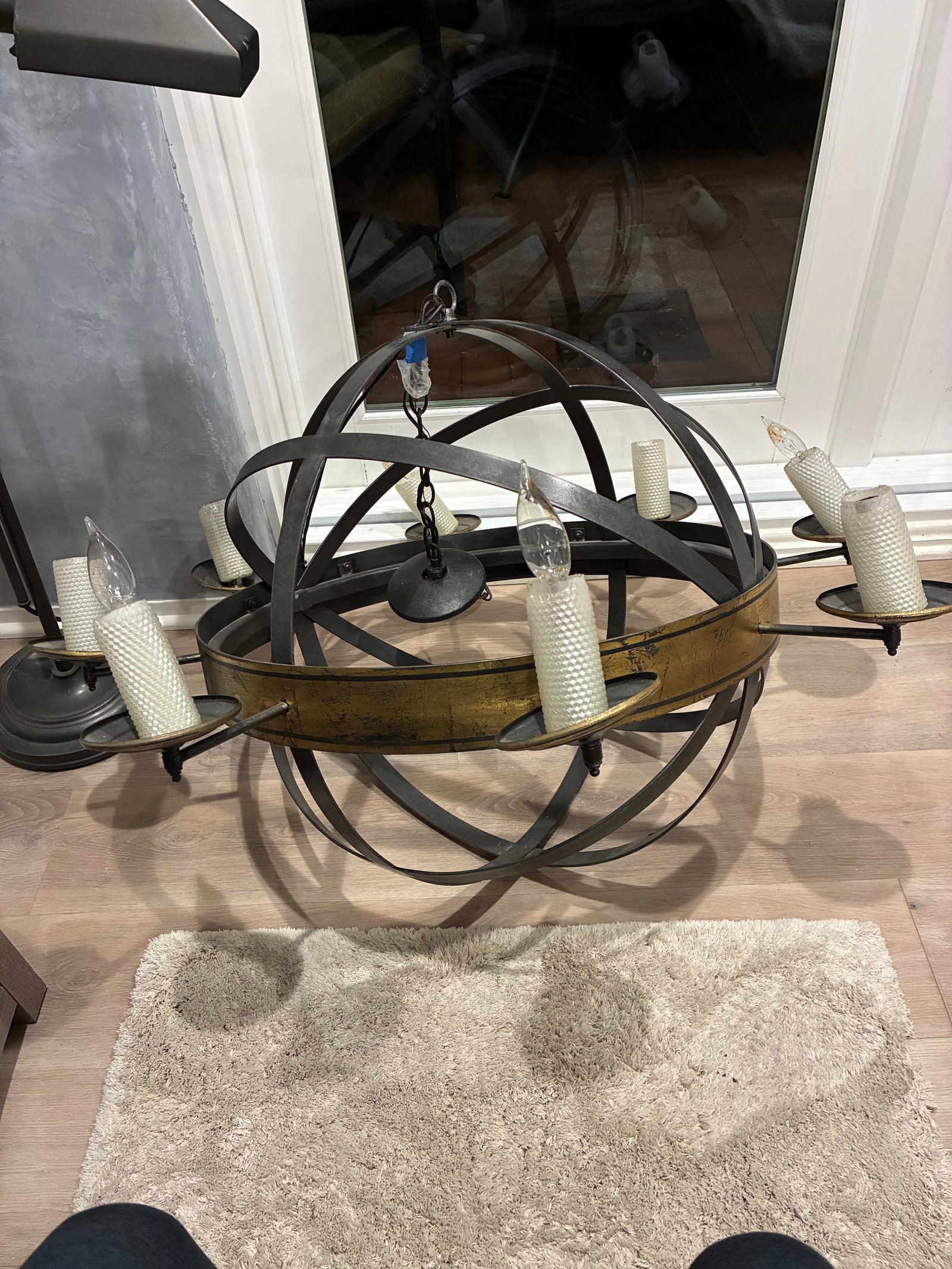 Mid 20th Century Metal Armillary Sphere Chandelier - 6