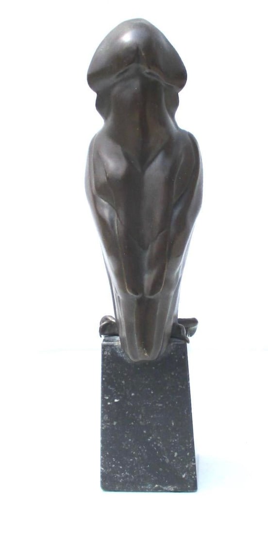 Art Deco Hunting Bird Sculpture on Porphyry Plinth - 4