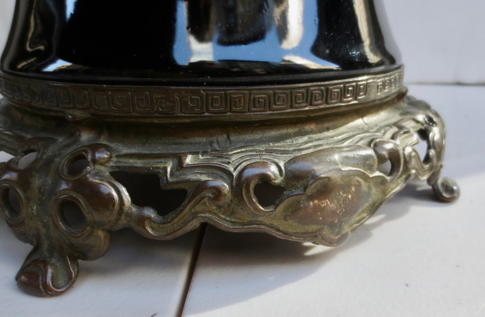 Chines Black Porcelain Lamp Circa 1920s - 6