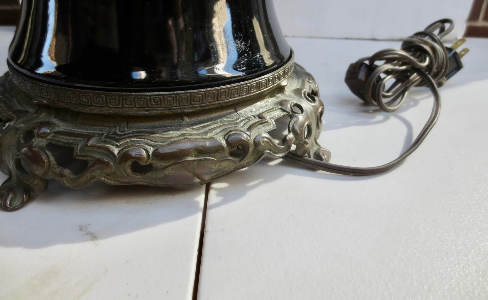 Chines Black Porcelain Lamp Circa 1920s - 8
