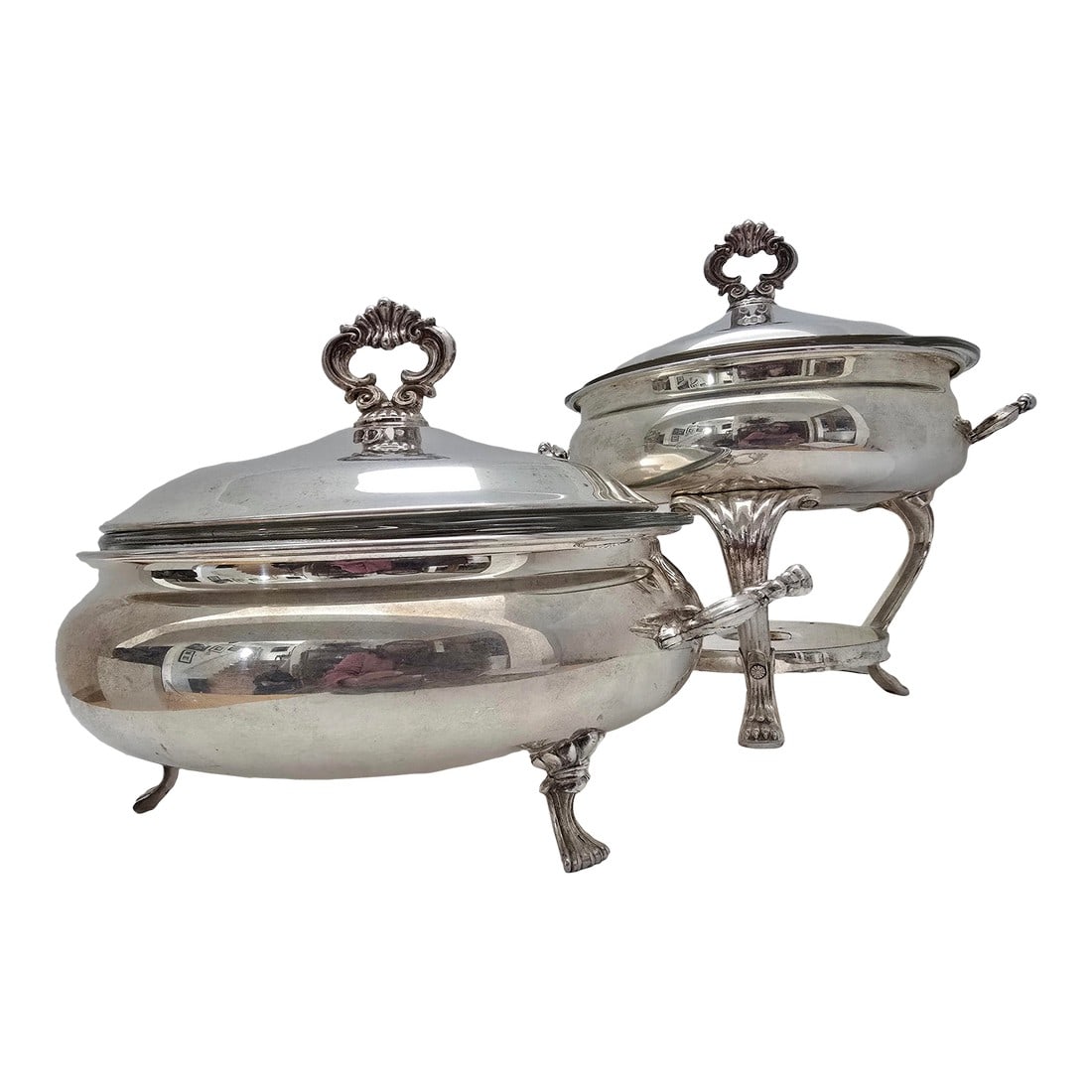 Early 20th Century Fb Rogers Silver Plate Serving Dishes With Pyrex Inserts - 2pcs (1 of 7)