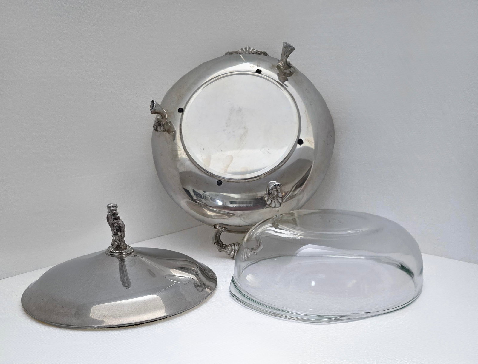 Early 20th Century Fb Rogers Silver Plate Serving Dishes With Pyrex Inserts - 2pcs - 5