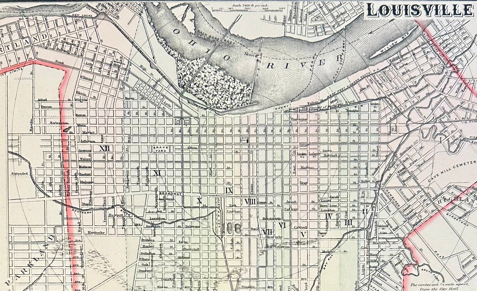 Louisville, Kentucky Original Map by Gray, 1856 - 2