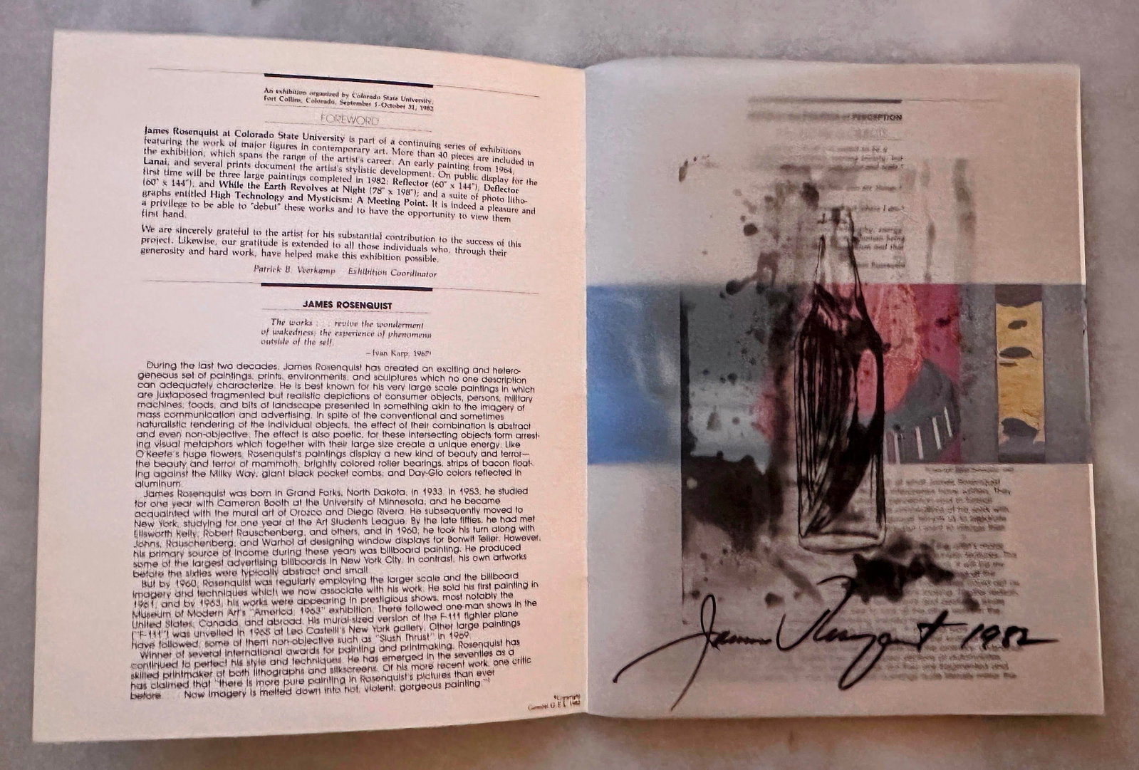 1982 Original Signed James Rosenquist Velum Print and Exhibition Catalog - 3
