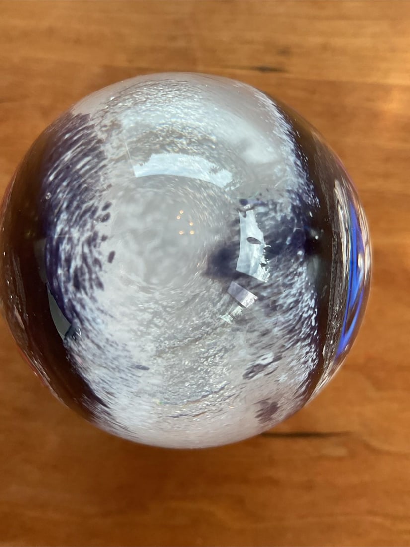 Signed Kerry Feldman Fine Line Studios Art Glass Double Face Sculpture - 6