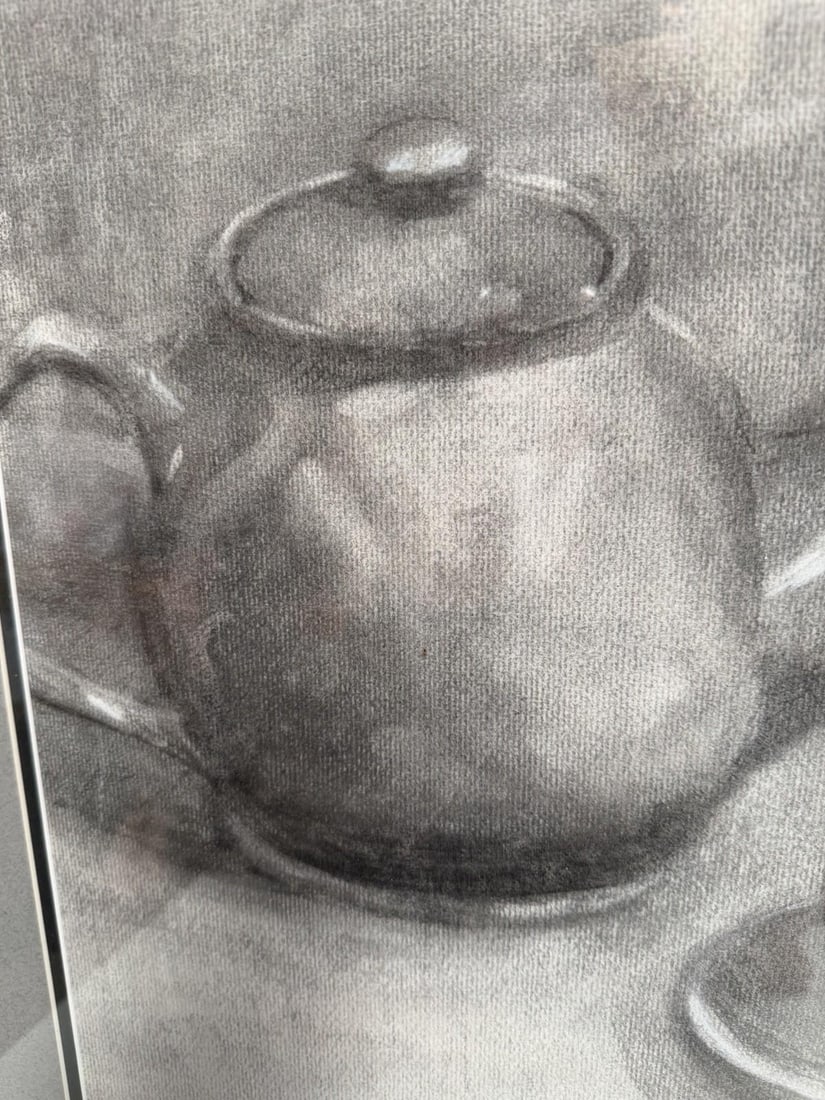 Signed Original Charcoal Still Life Drawing "Elise" Malibu Gallery - 2